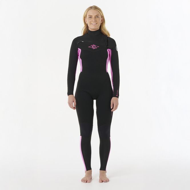 Hovedbilde Rip Curl Dame 5/3 Dawn Patrol Chest Zip Våtdrakt - Black/Pink