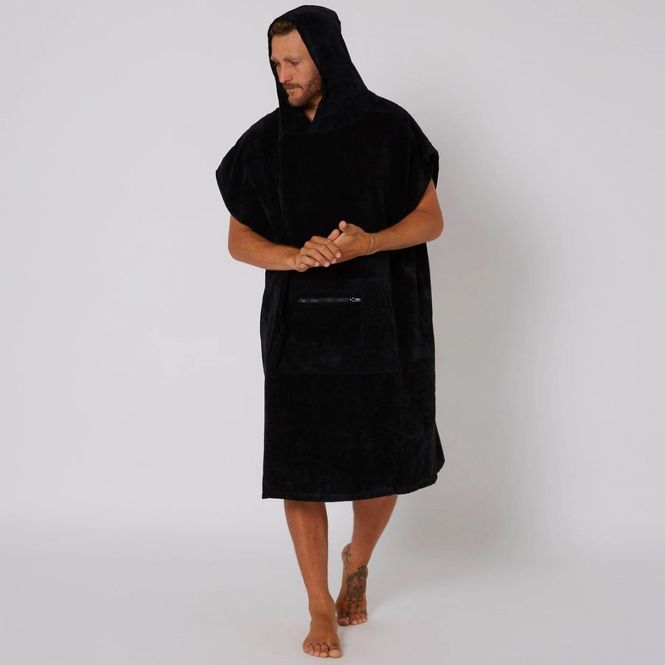 Hovedbilde O&E - Skifteponcho med hette - Surfshop - Svart