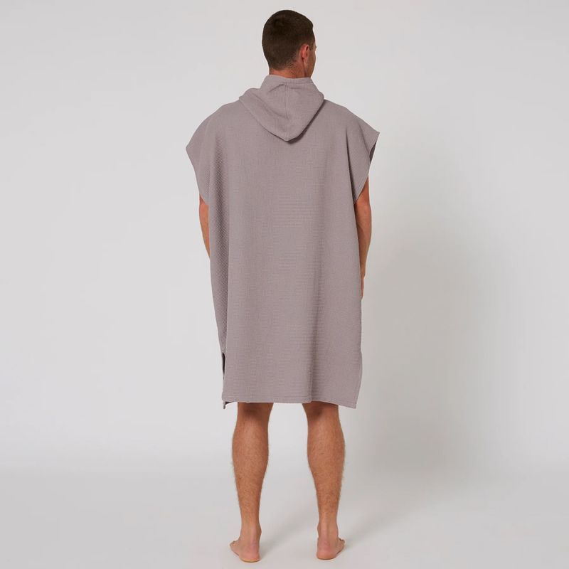 O&E - Waffle Skifteponcho med hette - Fog - 110cm