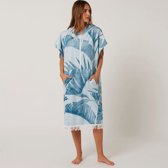 Hovedbilde O&E - Skifteponcho med hette - Palm Zip Front - Iceberg