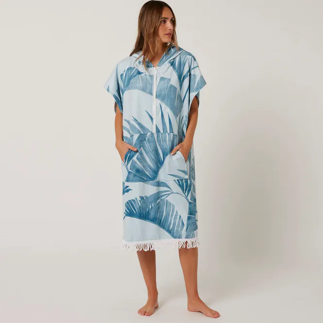 Hovedbilde O&E - Skifteponcho med hette - Palm Zip Front - Iceberg