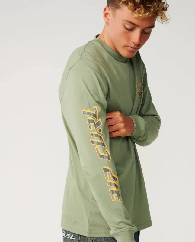 Rip Curl - Fade Out Icon Langermet T-skjorte - Sage